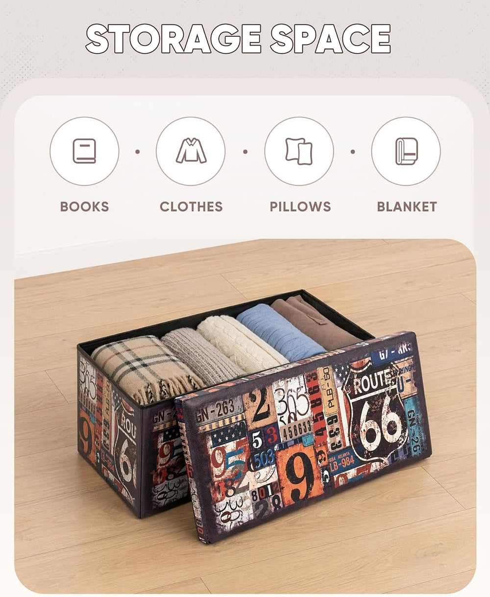 B FSOBEIIALEO Folding Storage Ottoman Bench, 30" Ottoman with Storage | ...