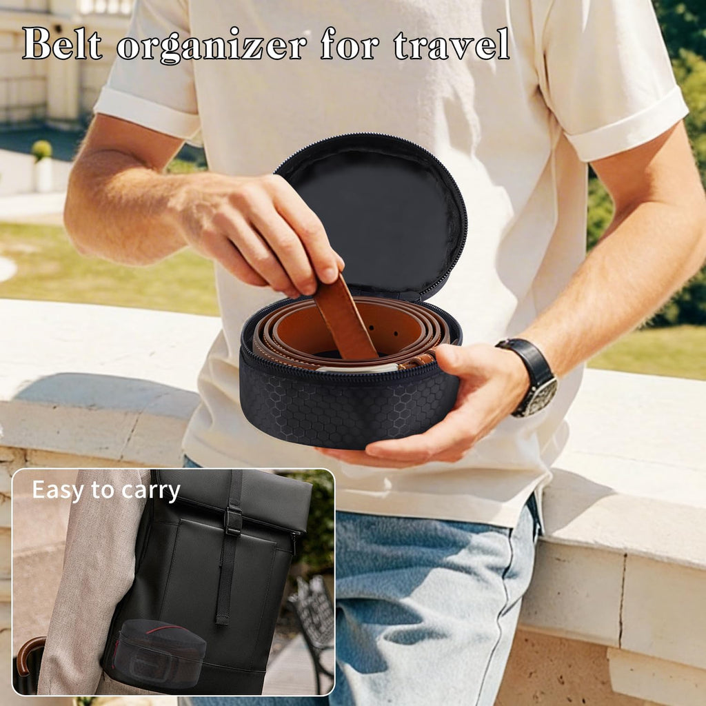Belt Organizer Case,Travel Belt Storage Holder for Closet Drawer,Display Case for Belts,Ties,Portable Container Storage Holder,Height 2.6inch(Bag Only)