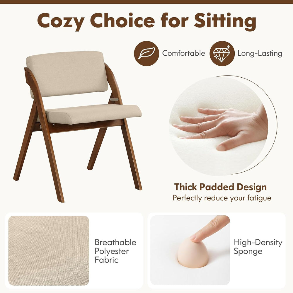 GOFLAME Folding Dining Chairs Set of 2, Upholstered Kitchen Chairs with Padde...