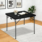 34" Folding Card Table,Square Portable Heavy Duty Plastic Game Table,Black | Portable Desig,Save Space,HDPE Top,Carrying Handle,Removable Legs,Indoor Outdoor Use for Study,Homework,Picnic,Camping, Party