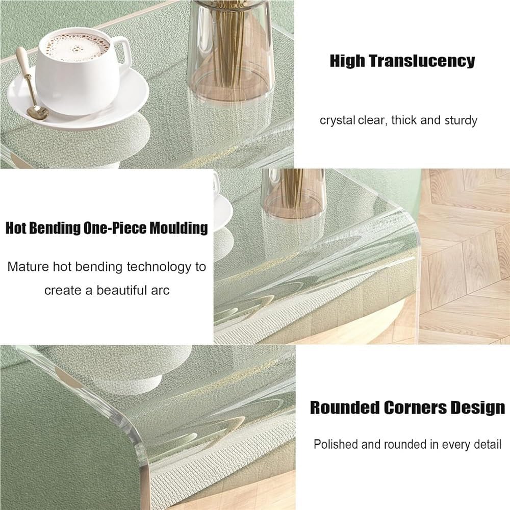 Acrylic Clear Side Table, C-Shape Bedside Table, Modern End Table, Sofa End T...