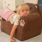 Sherpa Kids Armchair, Kids Sofa, Toddler Animal Brown Bear Reading Chair | Machine washable removable cover, lightweight foam lounge chair for toddlers ages 1–6, no assembly required