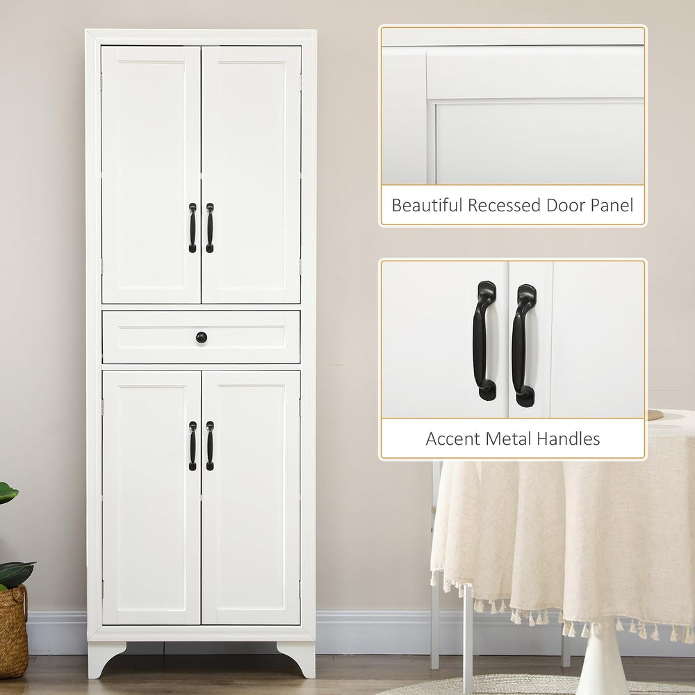 HOMCOM 67" Tall Freestanding Kitchen Pantry Cabinet, 4-Door Storage Cabi...