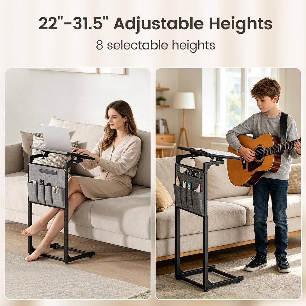 ELYKEN TV Tray Table Sets, Adjustable Height & 90° Tilt Narrow Side Table...