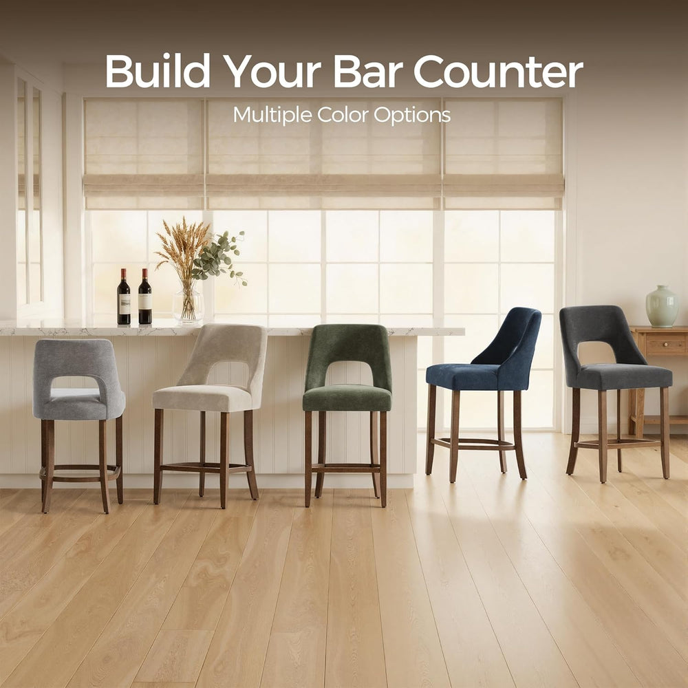 UVV Bar Stools Set of 3, Upholstered Counter Height Bar Stools, Modern Counte...