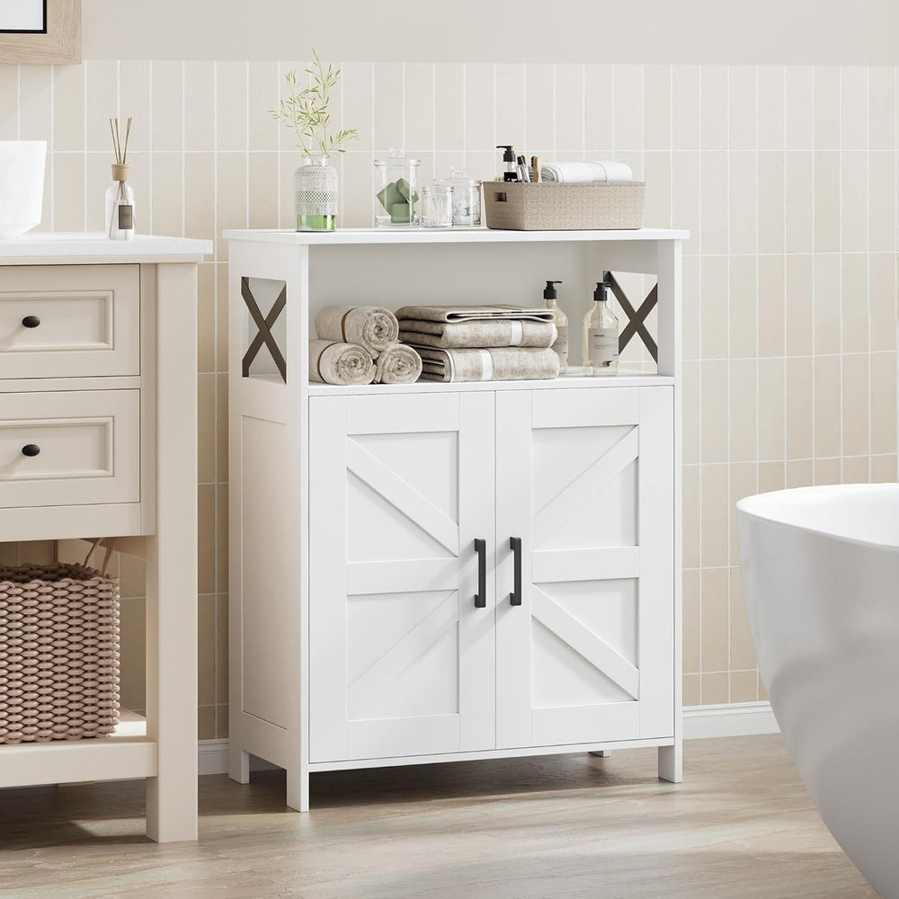 Homhedy Farmhouse Bathroom Storage Cabinet with Doors, Small Floor Cabinet