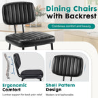 OLIXIS Dining Chairs Set of 2, Mid Century Modern Kitchen Chairs, Black | Faux Leather Cushion Seat, Metal Legs Backrest, Living Room Home Office Bedroom