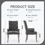Upholstered Tufted Chenille Dining Chairs with Arms & Nailhead Trim – Solid Wood Frame & Legs, Modern Farmhouse for Dining, Kitchen & Living Room (Set of 2, Gray)