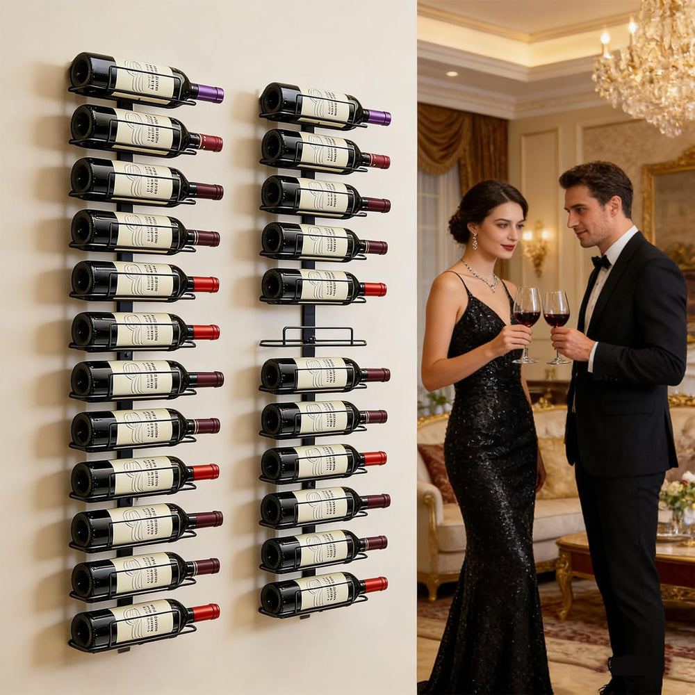 Wall Mount Wine Rack – 12 Bottles – Wine Bottle Holder for Wall | Black Metal...