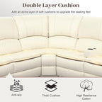 Manual Reclining Sectional Sofa Set, 7 Seats Soft Leather Recliner Corner Sectional Couch, Family-Sized L-Shaped Recliner Couch with USB Charging, Thickened Padding, Sturdy Frame, White