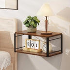 Floating Nightstand, Wood Bedside Shelf Wall Mounted Nightstand, Floating Bedside Table Wall Shelf for Bedroom, Living Room, Bathroom, Kitchen, Office (Vintage Brown)
