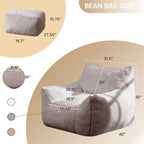 Cvortll Bean Bag Chair with Ottoman, Ultra Soft Fluffy Faux Fur Bean Bag Chairs with Foot Rest, Comfy BeanBag Sofa with Memory Foam, Armchair for Living Room, Bedroom & Game Rooms (Gray)
