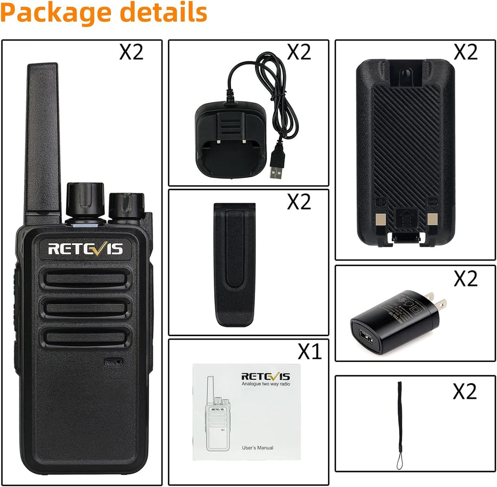 Retevis RT68 FRS Walkie Talkies for Adults Long Range (2 Pack)