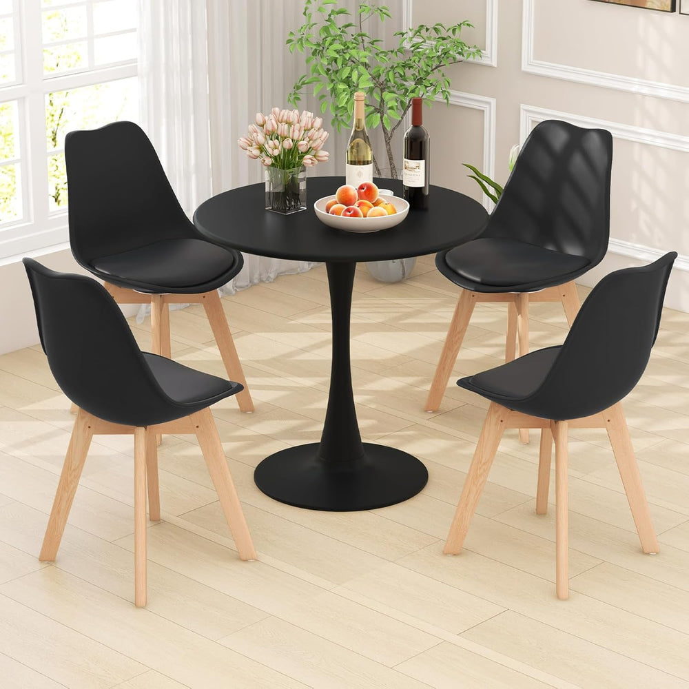 Tangkula Round Dining Table Set for 4, Kitchen Table Set with Padded Seat &am...