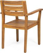 Merax Acacia Wood Dining Chairs Set of 2,Stamford Outdoor Acacia Wood Dining Chairs for Kitchen, Living Room,Outdoor,Teak