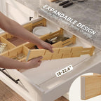 Bamboo Drawer Dividers, Expandable Kitchen Drawer Organizer | Include 6 Dividers, 6 Small Inserts and 6 Medium Inserts for Home, Office, Dressers