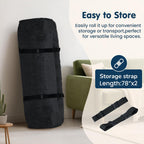 8 Inch Futon Mattress Full Size, Futon Floor Sofa Bed Foldable with Soft Corduroy Fabric - High Resilience Foam Filling - 2 Storage Straps for Home, Guest Room, Dorm, Black (Frame Not Included)