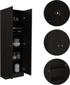 Modern Kitchen Pantry, Black Storage Cabinet with 5 Shelves & Double Door, Easy to Maintain, for Dining Room