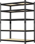 36" W Father&I 5-Shelf-Rack Industrial Metal Shelves Steel Utility Garage/Kitchen Storage Stand Shelving Units Adjustable Heavy-Duty Organizer for Shed/Closet/Pantry/Tote 72" H*36W*16D, Black