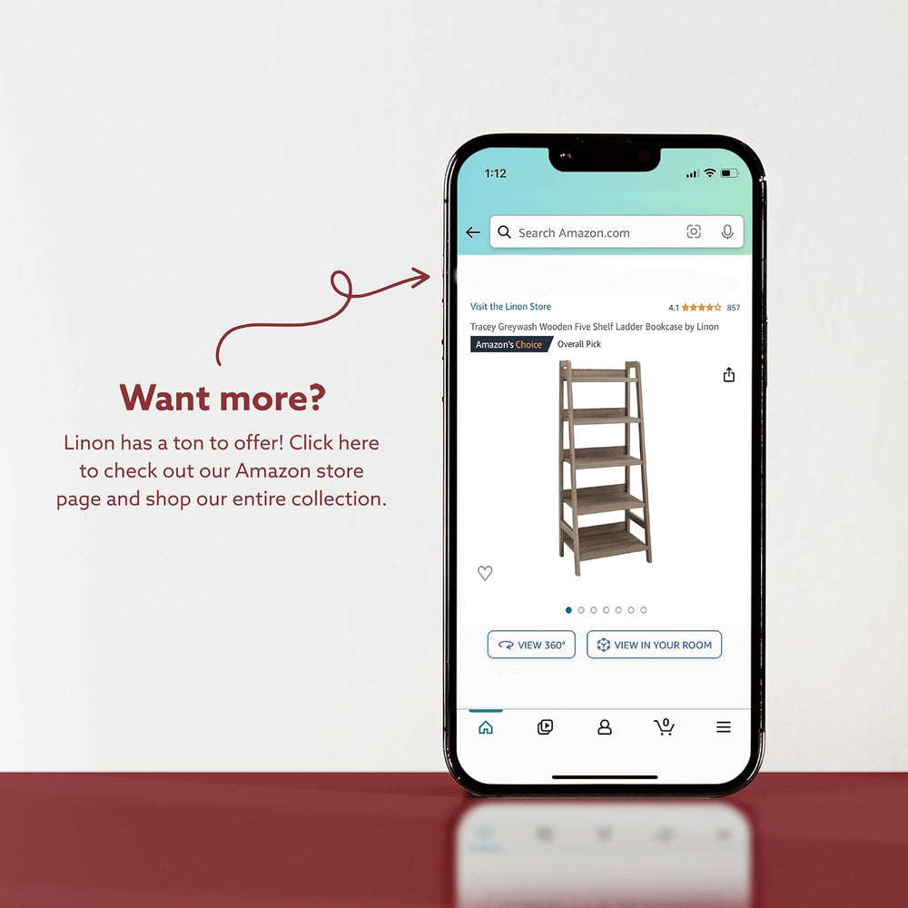 Linon Melissa Natural Wooden Five Shelf Ladder Bookcase