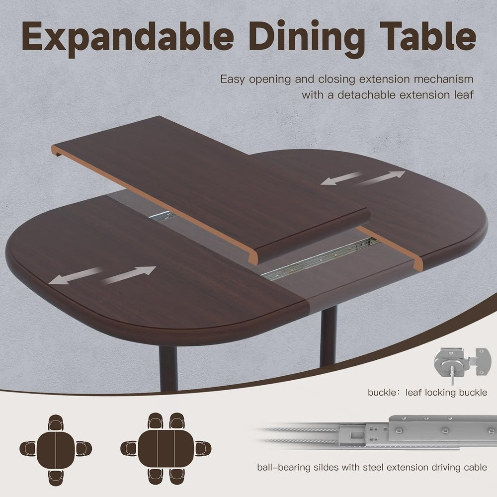 Chromcraft Table for 4 Person and 6 Person, Extendable Wooden Kitchen Room Ta...