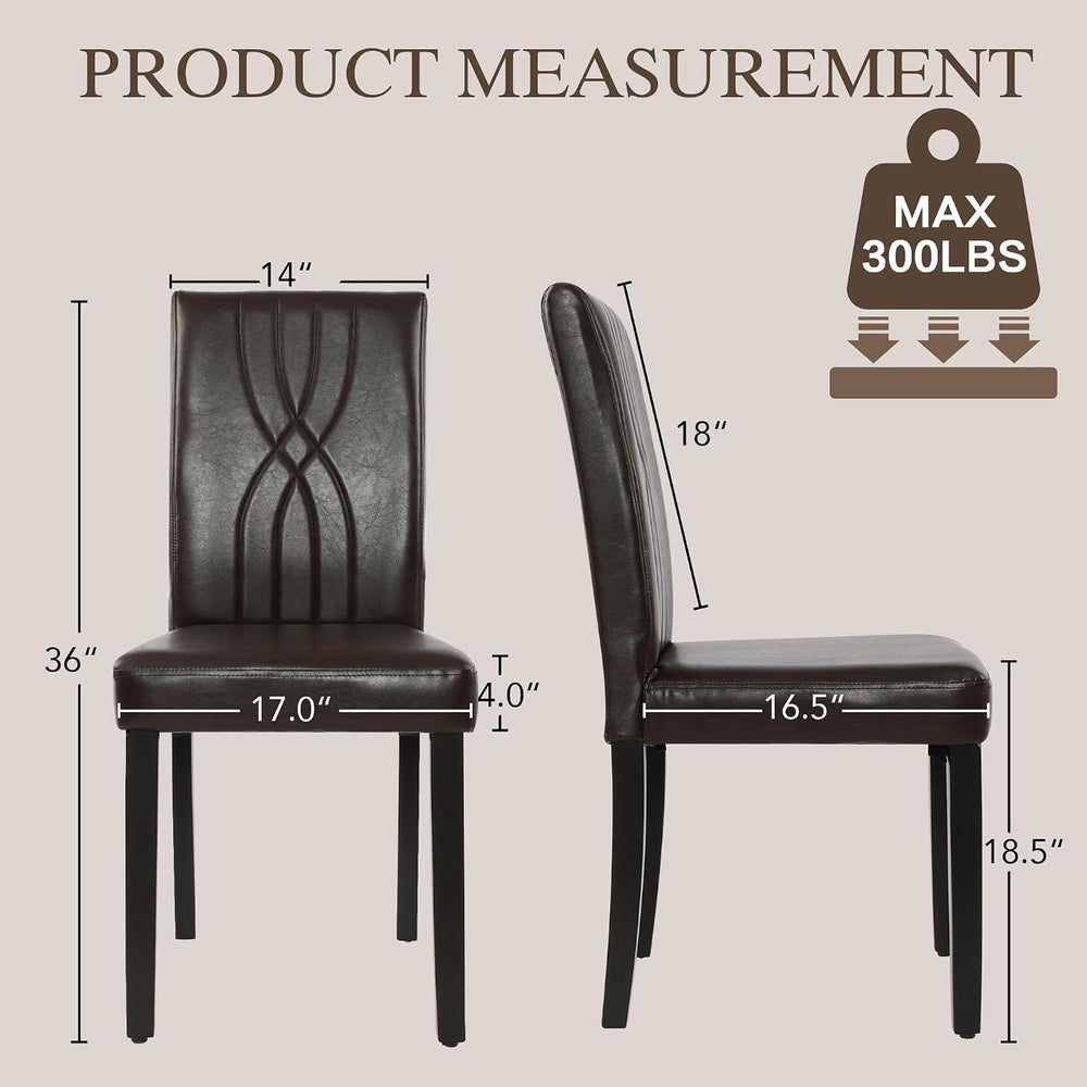 LSSBOUGHT Modern Dining Chair Set of 6,Urban Style Leather Kicthen Chairs wit...