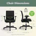 HON Convergence Ergonomic Office Chair, Breathable Back Support Mesh, Adjustable Arms, Computer Chair with Lumbar Support, Rolling Swivel Wheels, Comfortable Synchro-Tilt Recline, Vinyl, Black