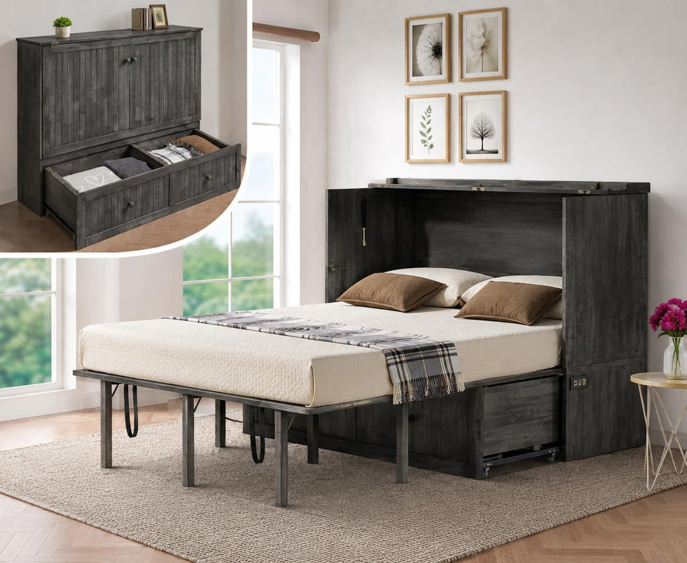 Mega Solutions Murphybedz Tuscany Murphy Cabinet Chest Bed with Charging Stat...