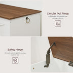 47.2" Toy Chest, Sturdy Entryway Storage Chest with Safety Hinge, Retro Toy Box, Wooden Look Accent Furniture for Living Room, Bedroom, White+Walnut SCBZ48801