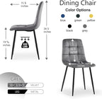 NORDICANA Grey Velvet Dining Chairs Set of 4, Upholstered Tufted Kitchen Chairs, Comfortable Seat, Metal Leg, Easy Assembly