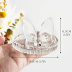 4 Inch Crystal Butterfly Ring Holder Dish Jewelry Tray Wedding Decor | Crystal Glass Butterfly Ring Holder for Rings Earrings Jewelry Engagement Wedding Gift for Women Mother Wife Bride Bridesmaid