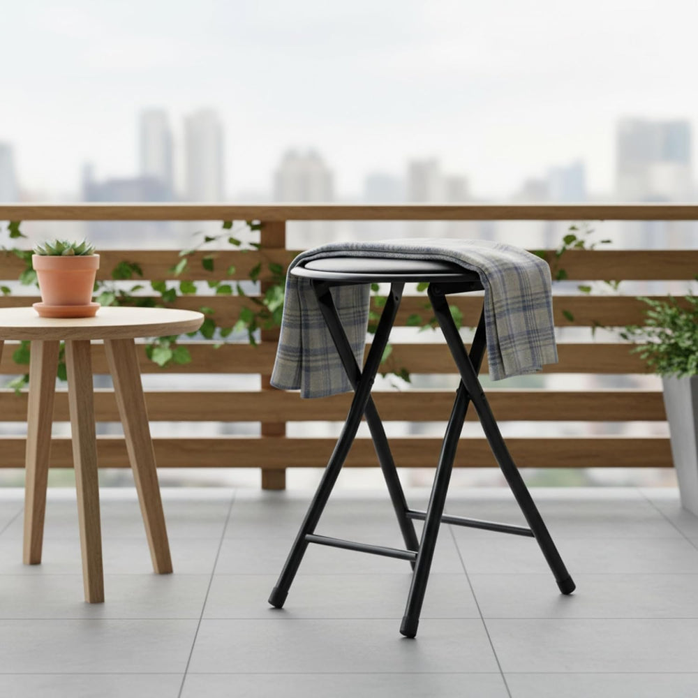 FurnitureR Folding Stool, Backless 18-Inch Stool Chair Collapsible Padded Rou...