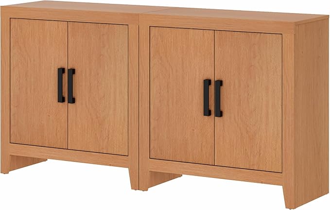 WAMPAT Farmhouse TV Stand for TVs up to 65 Inch, Rustic Wood Entertainment Center & Media Console with 4 Storage Doors, Accent Cabinet for Living Room, Hallway, Rustic Mocha