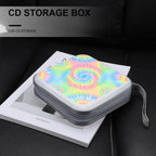 Portable CD/DVD Holder Pink Rainbow Tie Dye, 40-Capacity Hard Case with Zipper, Protective Storage Binder for Music Movies Game Discs