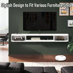 Floating TV Unit, 71'' Wall Mounted TV Cabinet, Floating Shelves with Door, Modern Entertainment Media Console Center Large Storage TV Bench for Living Room & Office (70.86IN, White)