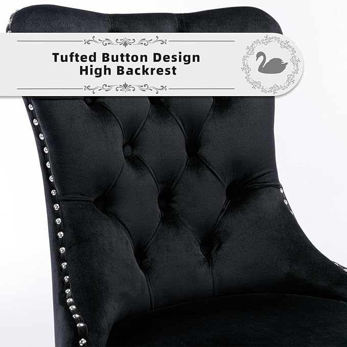 Velvet Upholstered Dining Chairs Set of 8, Modern Style Kitchen Side Chairs w...
