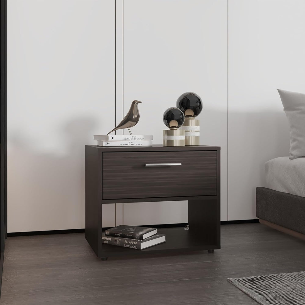 Modern Fluted Nightstand 4 Legs, Farmhouse End Table with Open Space and Draw...