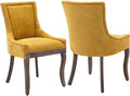 Modern Dining Chairs Set of 2, High Back Dining Chairs Side Chairs with Solid Wood Legs, Upholstered Fabric Dining Room Chairs for Dining Room Kitchen, Yellow