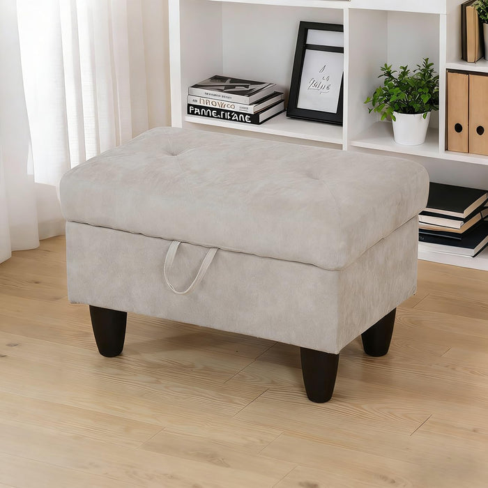 Storage Ottoman Bench,28.5" Large Square Ottoman with Storage, Foot Rest Footstool Bench Coffee Table with Thick Cushion for Home Decor/Entryway/Living Room/Bedroom/Rv Car,Brown Light Flannel