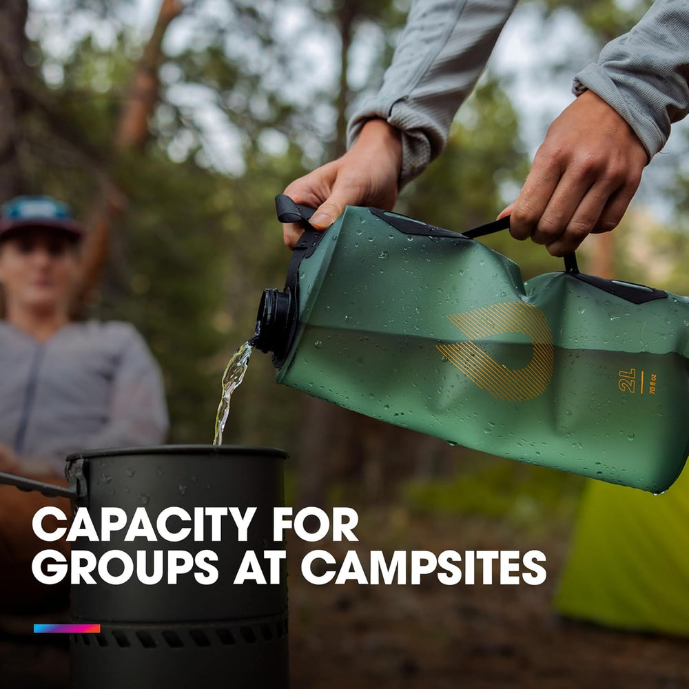HydraPak Seeker Collapsible Camping Water Storage (2L, Sage Green)