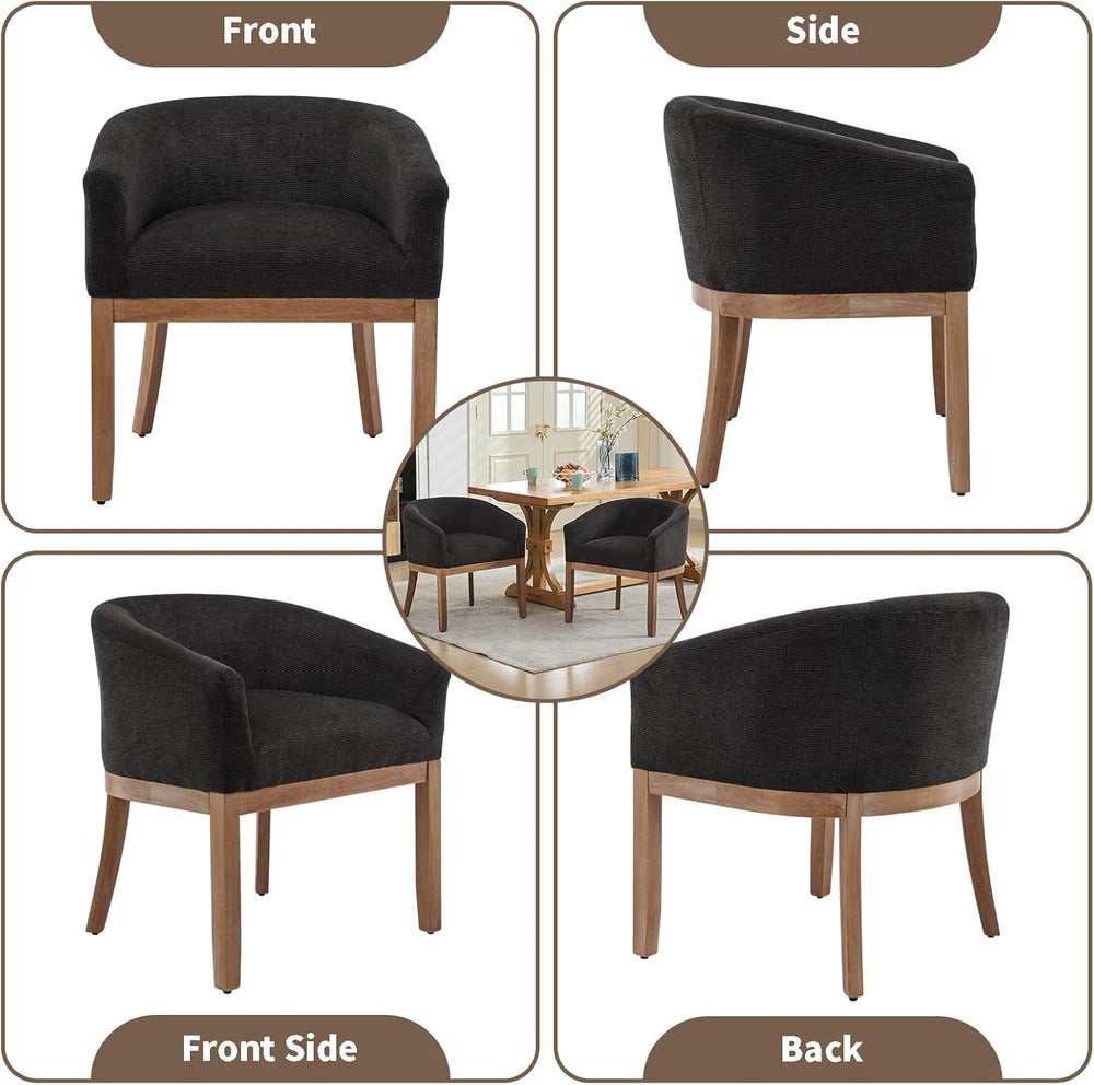 Mid Century Modern Dining Chairs Set of 2, Upholstered Linen Fabric Dining Ro...
