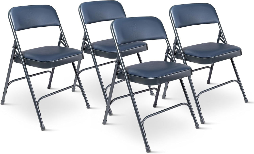 OEF Furnishings OEF1204 Vinyl Cushioned Folding Chairs with Steel Frame, Blue...