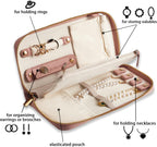 Travel Jewelry Organizer Case - for Tangle-Free Necklaces, Earrings, Rings, Bracelets Storage, Travel Essentials, Fashion Portable Jewelry Travel bags for Women - Medium Macaron Pink