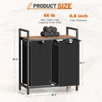 Laundry Hamper, Laundry Sorter with 2 Pull-Out Removable Oxford Fabric Bags Cloth Laundry Basket 2 x 10 Gallons (Black and Rustic Brown)