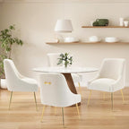 Modern Velvet Dining Chairs Set of 4, Contemporary Upholstered Furniture Collection with Polished Gold Metal Legs, Elegant Accent Chairs for Kitchen Living Room(Teddy Fleece,Beige)