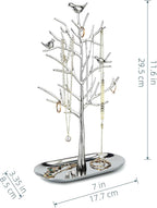 MORE&LESS Branch Jewelry Rack with metal tray,Luxury color,Tree Tower Rack Hanging Organizer for Ring Earrings Necklace Bracelet,Suitable for living rooms, bathrooms,offices,etc.