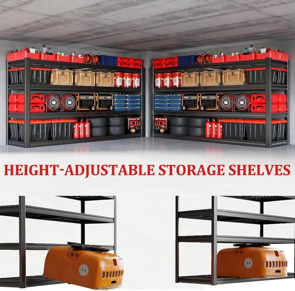 36" Deep Garage Shelving Heavy Duty, 4 Tier Garage Shelves, Adjustable Storage Shelving Unit, Commercial Metal Shelf for Warehouse, Pantry, School, Shop, 60" Wx36 Dx68 H