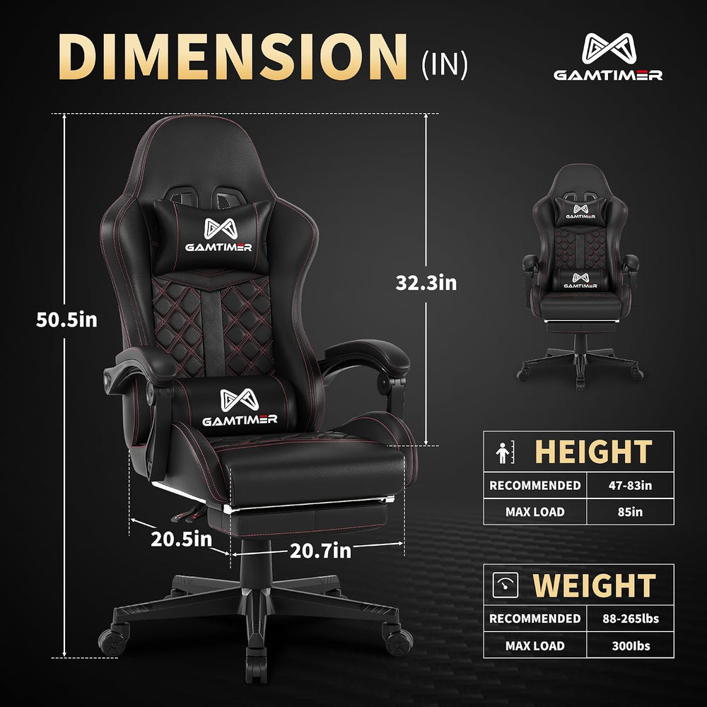 Gamtimer Gaming Chair, 400 LB Weight Capacity,with Pocket Spring Cushion | Er...