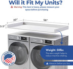 OfficeSimpli Large Washer Dryer Countertop 30 x 58 - Made in USA - Heavy-Duty Laundry Countertop Over Washer and Dryer, Laundry Room Countertop Organization Solution with Non-Slip Pads, Glacier White