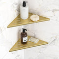 Corner Shower Shelves, 10” Recessed Tile Shower Shelf, 304 Stainless Steel Grout in Corner Tile Shower Shelves, No Drilling, Brushed Golden, 2 Pack